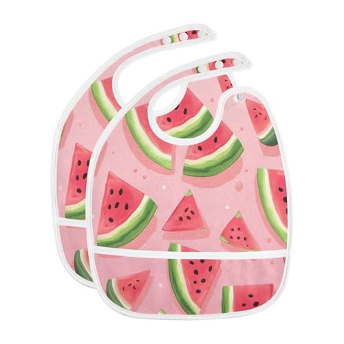 Baby Bibs for Boy and Girls 5 Pack Cotton Adjustable Newborn Bibs for Drooling & Teething, Watermelon Slice2
