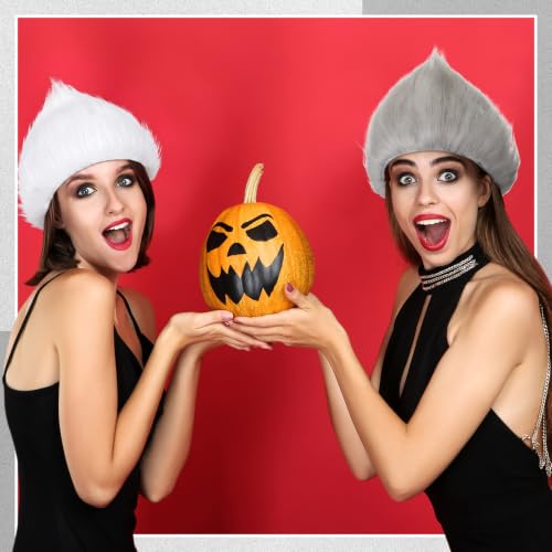 Image of Geyoga 2 Pcs Funny Wig Crazy Hair for Halloween Party,Grey, White