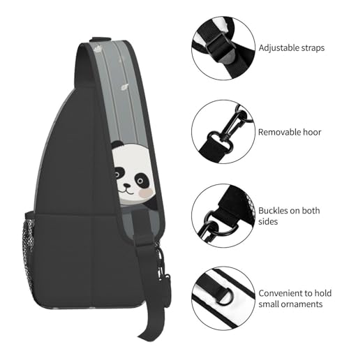 Mochila bandolera crossbody divertida baby panda negra miniatura 5