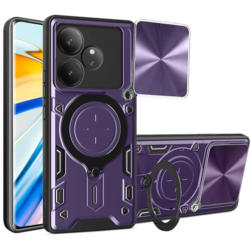 Lucyliy Compatible with Realme GT 6T 5G Phone Case Cover [with Tempered Glass Screen Protector] Purple