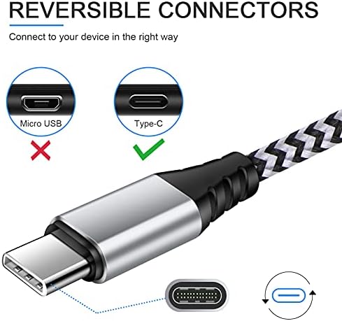 USB C Cable[6ft 3-Pack]Type C Cable Fast Charger Cable-Nylon Sync Charging Cord for Samsung Galaxy S9 S21 FE S10 A41 S20 A40 A42 A51 A20e A21s A50 A70 A71 Note 9 10,Huawei P30 P50,Xperia,Google Pixel