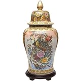 Supporti non inclusi. Satsuma - Vaso tempio in porcellana con pavone, 81 cm