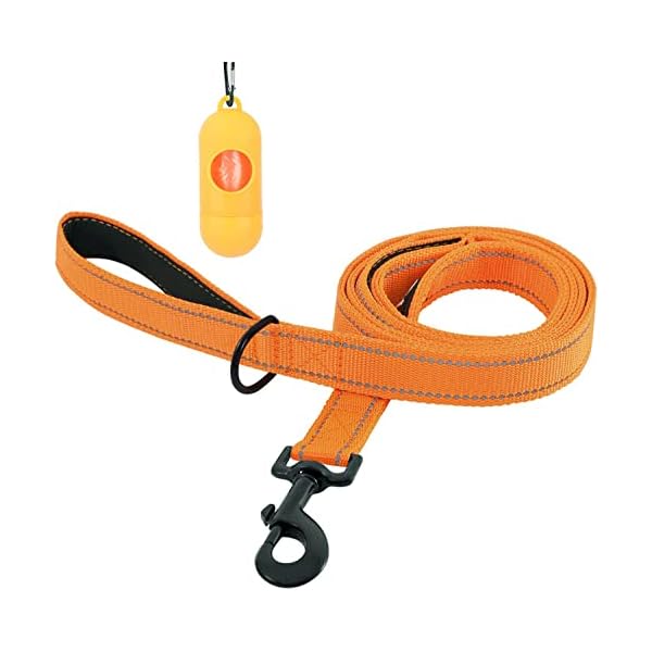 Bolux 5ft Dog Leash, Heavy Duty Rope Leash with 2 Padded Handle – Pet Training Lead with 3M Reflective Double Handle for Traffic Control Safety, Perfect for Large Medium or Small Dog (Orange) Bolux 5ft Dog Leash, Heavy Duty Rope Leash with 2 Padded Handle – Pet Training Lead with 3M Reflective Double Handle for Traffic Control Safety, Perfect for Large Medium or Small Dog (Orange)