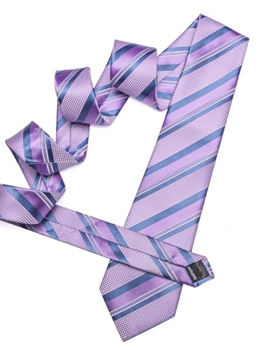 Image of Barry.Wang Mens Tie Set Plaid Check Neckties Formal Business Wedding Luxury Pocket Square Cufflinks