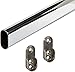 1 METRO - Tubo Asta Barra Appendiabiti per Armadio Guardaroba, Cromato 15x30mm - Kit con 2 Supporti Laterali Nichel - Evo