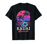 Kauai Hawaii Hawaiian Hibiscus Flowers Surfer Souvenir Retro T-Shirt