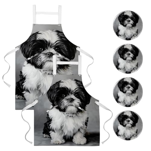 Tablier de cuisine mignon Shih Tzu lot de 2 une idée cadeau originale pour passionnés
