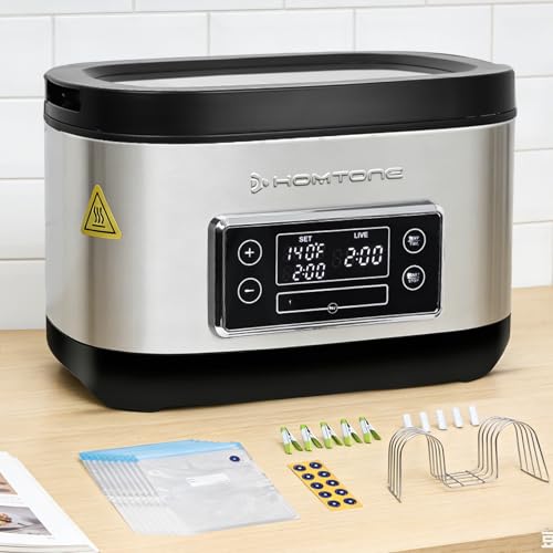 Homtone 8 Quart Sous Vide, Temperature Control Sous Vide Cooker with Timer, Stainless Steel Sousvide for Steak/Seafood/Vegetables, Suveed Cooking Machine Precision Steak Cooker with Vacuum Bags
