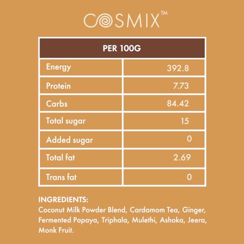 Cosmix My Happy Gut Chai Latte | For Improved Digestion & Overall Gut Health | Zero Refined Sugar, No Preservatives | Plant Based | Just add water & Enjoy | 2x200 gm - Makes upto 40 Cups each
