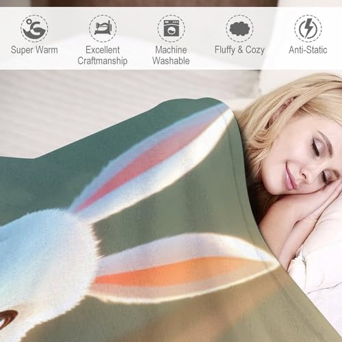 Couverture lapin mignon plaid flanelle douce lit canapé