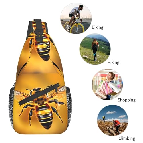 Mochila de pechera con estampado de abeja para mujer y hombre miniatura 6