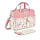 SONARIN Große Kapazität Multifunktionale Baby Wickeltasche,Wasserdicht Reise Wickeltasche Umhängetasche Tragetasche Henkeltaschen Babytasche mit Schultergurte & Wickelunterlage(Rosa-Blume)