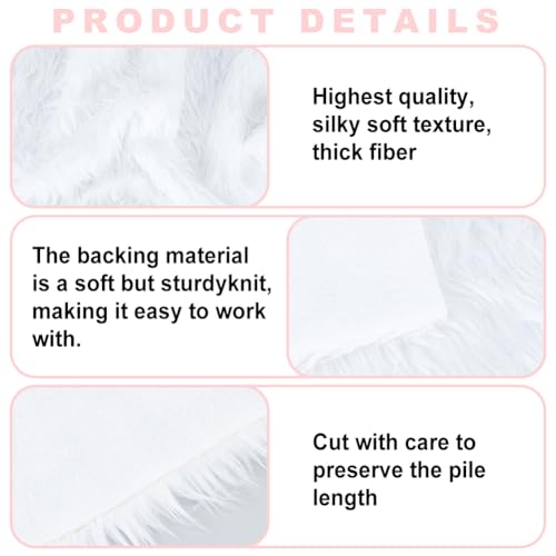 BENECREAT White Faux Fur Fabric 40x40cm Soft Plush Shaggy Squares Pre-Cut Craft Fur Fabric for Costumes Rugs, Pillows, Sewing - Image 3