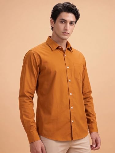 Image of Cozytton Men's Pure Cotton Solid Stylish Casual & Formal Wear Shirt | Stylish Regular Fit Full Sleeve Comfortable Office Party Trendy Shirt - Multi Color