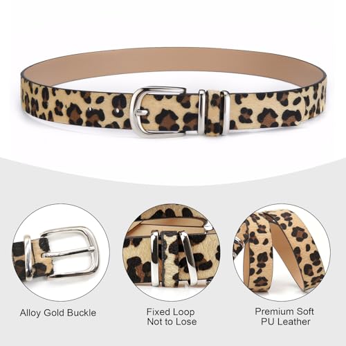 LJCZKA Ladies PU Leather Belt Fashion Casual Skinny Waist Adjustable Belt with Silver Buckles for Jeans Dress3