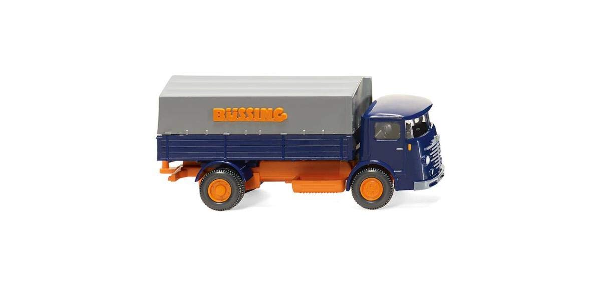 Wiking Flatbed lorry (Bssing 4500) blue/orange - Model Car, 1:87 - collector's item - NO TOY!!!