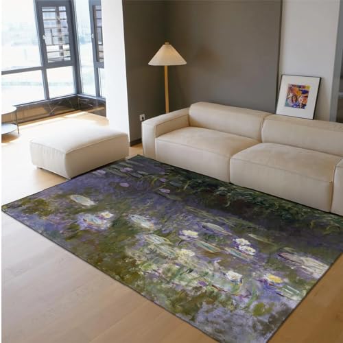 Tapis nénuphars Monet paillasson violet doux chambre 150x210