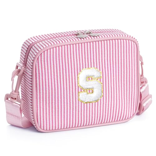 YOOLIFE Personalisierte Geschenk Umhängetasche Mädchen Geschenk für Mädchen 3 4 5 6 7 8 9 10 Jahre Buchstaben Umhängetasche Schultertasche Geldbörse für Tochter Schwester Nichte Rosa S