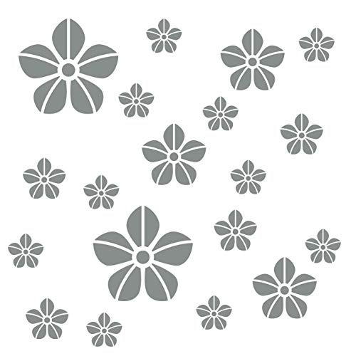 kleb-Drauf® | 19 Blumen | Grau - matt | Wandtattoo Wandaufkleber...