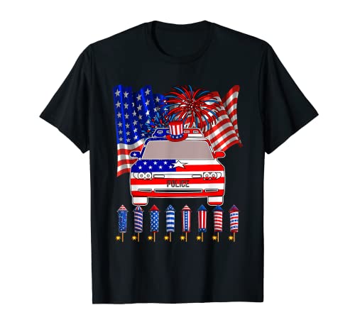 This Police Car 4th Of July American Flag Fireworks Funny Driver Costume is for dad, mom, grandma, noncle, aunt, auntie, nana who loves Correctional Officer, prison officer, corrections officer or policeman, poliice Officer