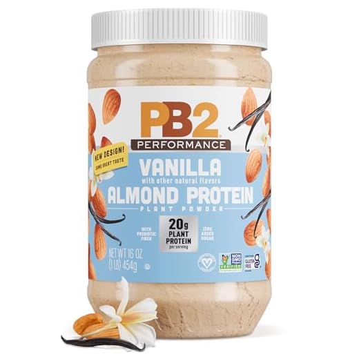 PB2 Performance Almond Protein Powder with Madagascar Vanilla – [1 lb/16 oz Jar] – 20g of Vegan Plant Based Protein Powder, Non GMO, Gluten Free, Non Dairy