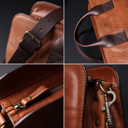 Time Resistance Leather Briefcase - Bag for Laptop Attache Case - Messenger Bag for Men and Women - Image 4