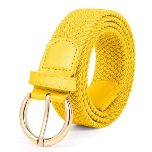 Image of JASGOOD Women Men Braided Woven Elastic Stretch Waist Belt Golf Canvas Fabric Casual Belt for Jeans Pants