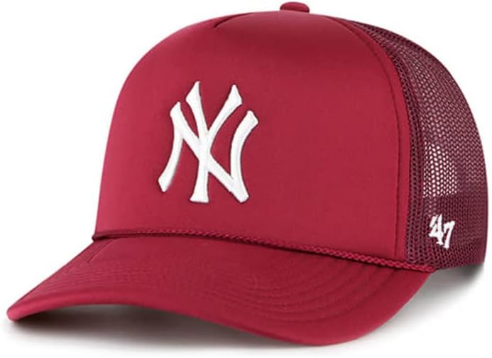 '47 New York Yankees Brand Dark Red Foam Front Mesh Trucker Snapback Hat