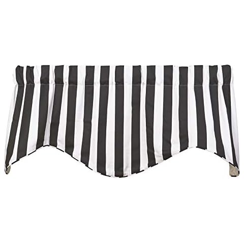 Decorative Things Window Treatments Valance Curtains Kitchen Window Valances or Living Room Curtains Short Swag Valence Striped Black and White, Rod Pocket 53" x 18" Cover