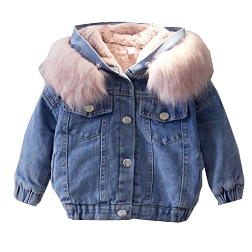 Toddler Babys Newborn Infant Girls Boys Fleece Thick Warm Hooded Jean Coat Spring Winter Clothes (b-Pink, 6-7 Years)