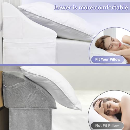 Vekkia Queen Bed Wedge Pillow for Headboard Gap/Bed Wedge Mattress Gap Filler Pillow with Washable Cover, to Close The Gap (0-6") Between Your Headboard and Mattress, (White 60"x10"x7")