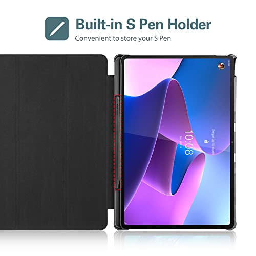 Procase Case For Lenovo Tab P12 Pro 12.6 Inch 2021 Tablet Case, Smart Cover, Ultra Thin, Lightweight Flaps, Protective Case, Stand With Pen Holder - Black #TOP2