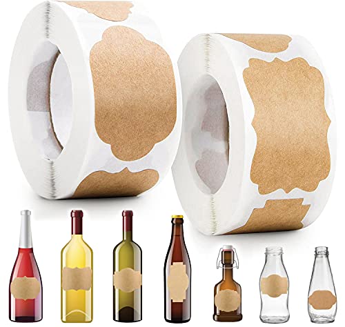 700Pcs Étiquettes Adhésives en Papier Kraft Autocollants étiquettes Cuisson Emballage Cadeau Bricolage Auto Adhésifs Kraft étiquettes Congélateur Vierges pour Bouteilles Confiture Bocaux