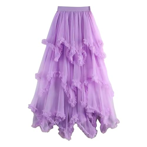 Jupe longue en tulle à volants taille unique ajustable pour gommer les complexes
