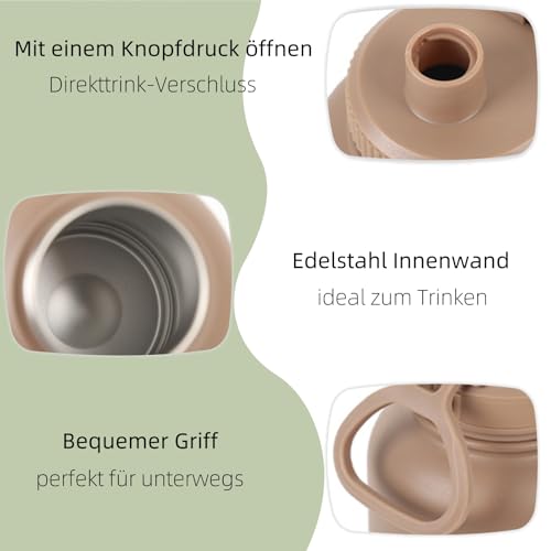 3-in-1 Hundetrinkflasche für unterwegs 1000ml Edelstahl – Hundewasserflasche to Go mit Napf & Futterfach, auslaufsichere Hunde Trinkflasche, Hundezubehör für Spaziergang, Reisen & Outdoor (32oz)