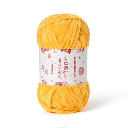 Image of 100g Fluffy Velvet Chenille Yarn for Crocheting and Knitting, 80m (87.5yd) Baby Yarn for Crocheting Soft, Crochet Chunky Yarns Amigurumi Yarns (Golden Yellow)