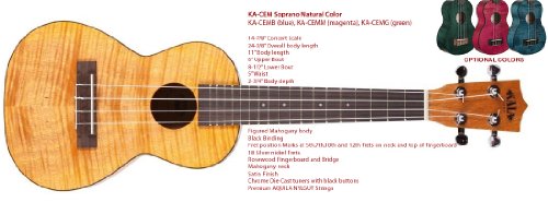 KALA exotique Ukulélé Soprano en acajou avec sac (Bleu) - Les Beatles, Paul McCartney, John Lennon, RIngo Starr, George Harrison KALA exotique Ukulélé Soprano en acajou avec sac (Bleu) – Image 3