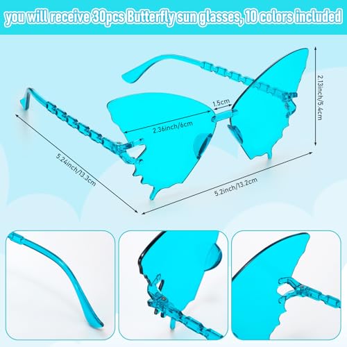 Xuhal Rimless Butterfly Sunglasses for Women Colorful Butterfly Shaped Glasses for Halloween Christmas Party Favors2
