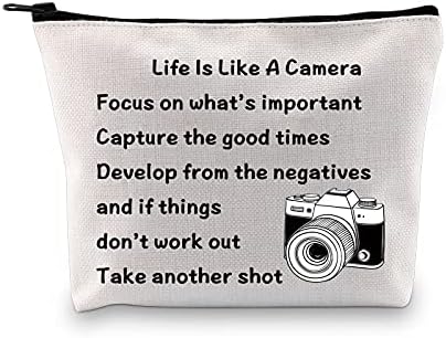 Photographer Makeup Bag Life is Like a Camera Photography Gifts Inspirational Gifts for Camera Lovers(Photographer)
