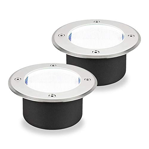 埋込み式 LED ガーデンライト ソーラー発電 電源不要 屋外用 防水 ESL-01/ESL-02 (2個セット, ホワイト(昼白色))