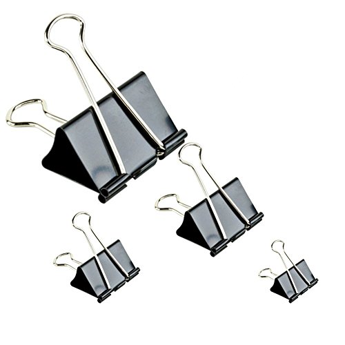 Binder Clips Paper Clamp For Paper-Clips Paper binder Assorted Sizes (Black) 50 PCS