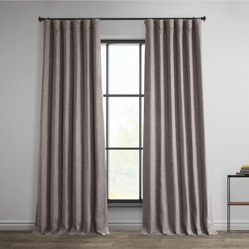 Image of HPD Half Price Drapes Faux Linen Mink Room Darkening Curtains | 50 x 84 Inch | Pole Pocket Design | Blocks 70% Light | Pack of 10