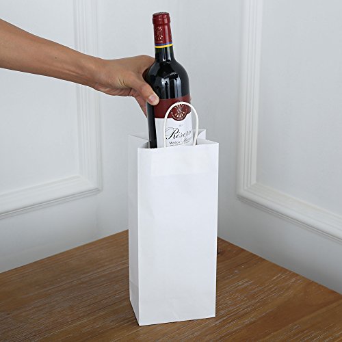 Bagdream BD020 Kraft Paper Bags 5.25X3.25X13 Inches 50Pcs Wine Bags Paper Gift Bags Kraft Bags Retail Bags Party Bags White Paper Wine Bags thumb #4