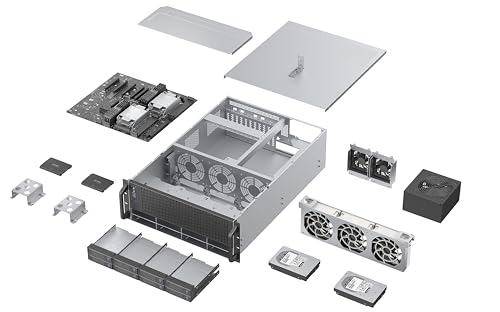 Image of Rosewill 4U Server Chassis Case|Supports up to 4 GPUs|8 Hot-Swap 3.5 inch /2.5 inch SATA /SAS up to 12Gbps|E-ATX Compatible|3x 12038 Hot-Swap Fans,2 Rear 8038 Fans|USB 3.2 Type-C|With Rail Kit-RSV-AI01