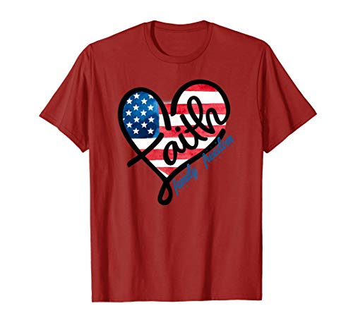 4th of July Patriotic Christian Faith Heart American Camiseta