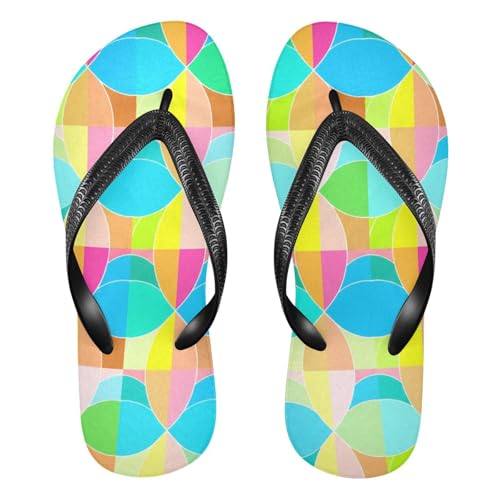 STAYTOP Colorful Overlapping Circles in Blue Flip Flops Sandals of Men's & Women's,Sandals Beach Slippers Shower Slides