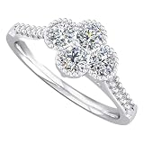 18ct White Gold Beaded Diamond Cluster Ring 9715/18W/DQ10 M