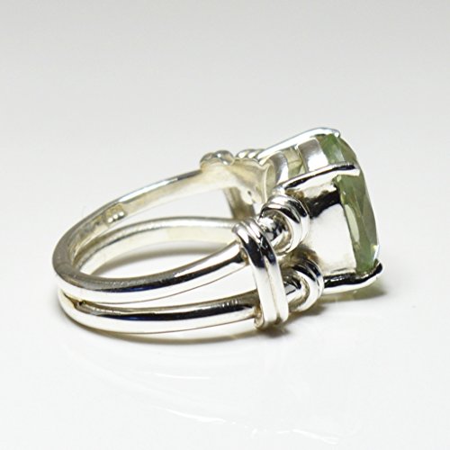 Bague améthyste verte en argent sterling, cadeau de naissance idéal