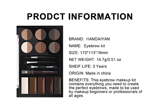 Easilydays Eye Makeup Contour Kit Palette Set, Eyebrow Stamp Stencil Kit, Eyebrow Makeup Brown 12 Eyebrow Powders, 4 Brow Stencils, 4 Eyebrow Soap With Eyebrow Brush, Soft Bristle Brush, Eyebrow Powder Brush, Eyebrow Pencil, Waterproof #TOP5