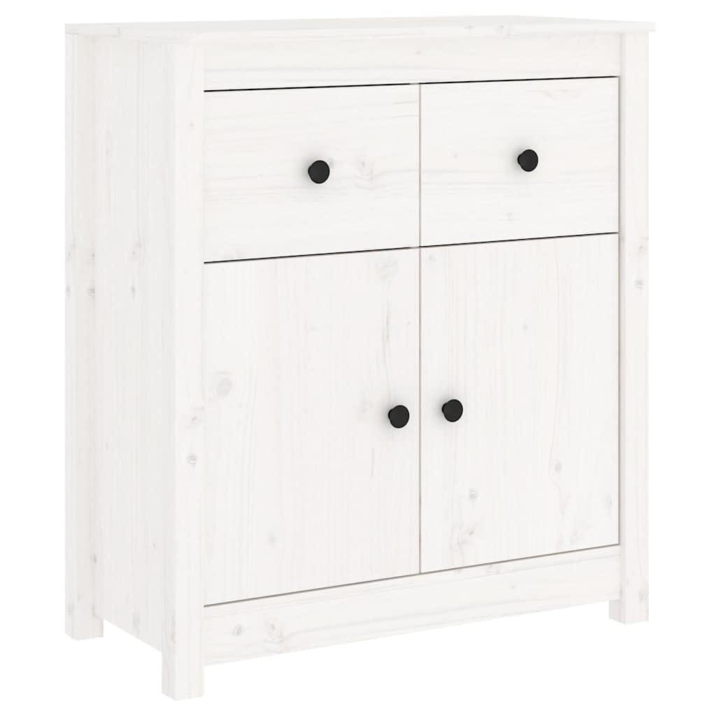 Credenza bianca, 70 x 35 x 80 cm, comò in legno massello di pino